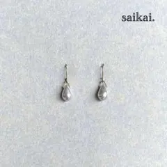 [749]チェコガラスドロップの一粒ピアス シルバー ハンドメイド シンプル