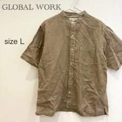 GLOBAL WORK リネン混 半袖シャツ L メンズ グレージュのサムネイル