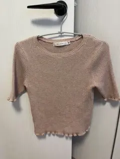 MOUSSY ピンクベージュ 半袖ニット