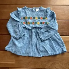 futafuta 刺繍入り水色長袖ブラウス 90cm