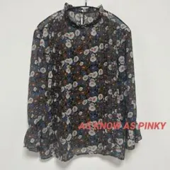 AS KNOW AS PINKY 花柄 シアーブラウス 長袖 フリルネックのサムネイル