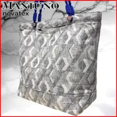 【マニウノ】美品 ノバテックス トートバッグ ジャガード 総柄 青ハンドルのサムネイル