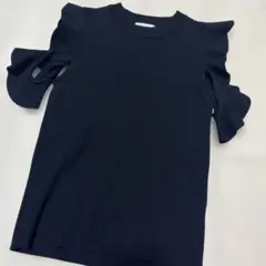 INGNI ブラック フリル付き 半袖ニット