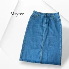 Mayree メイリー デニムロングスカート スリット入り ライトブルー Lのサムネイル