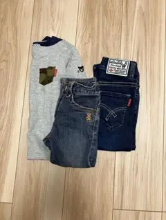 DOUBLE.B 長袖カットソーとデニムパンツセット 100cm