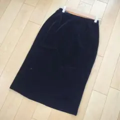 ✨ハナエモリ✨HANAE MORI ひざ丈タイトスカート ベロア素材【63】黒