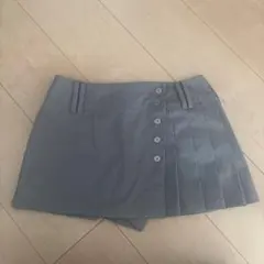 グレー プリーツスカパン5ボタン