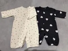 ハート柄ロンパース 50-60cm 2枚セット