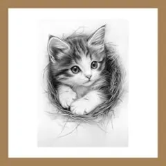 猫❤️ネコ ねこ 原画　鉛筆画　絵画　手描き イラスト Lサイズ！！ 猫❤️ネコ ねこ 原画 鉛筆画 色鉛筆画 絵画 手描き イラスト - メルカリ