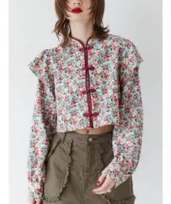 jouetie ジュエティ ショルダーフリルショートチャイナシャツ