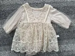 アイボリーフラワー刺繍ベビードレス