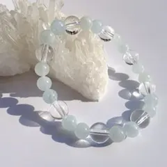 天然石ブレスレット アクアマリン×水晶 パワーストーン