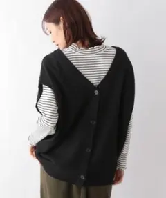 グローバルワーク トリプルイージーカーディガンベスト ブラック 906736