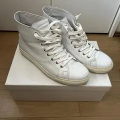 ホワイトレザー ハイカットスニーカー 箱付き