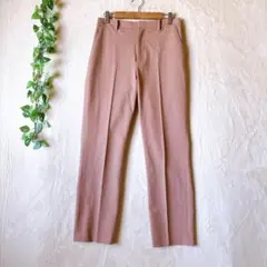 a1535ユニクロスマートアンクルパンツMくすみピンクセンタープレス 美脚パンツ