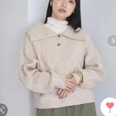 LOWRYSFARM ビックカラーショートニット　ロングスリーブ　ブラック