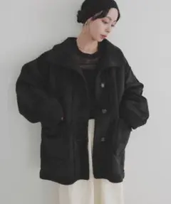 LIAN ムートンボアミドルコート ブラック