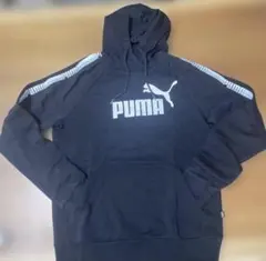 PUMA プーマ パーカー ブラック ロゴテープ　M