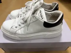 PRADA レザー スニーカー ホワイト/ブラック