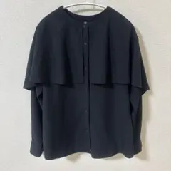 美品⭐️GU ジーユー ケープカラーブラウスZ 長袖 黒 M とろみ素材 高見えのサムネイル