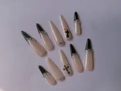 ネイルチップ / オタク ギャルロング フレンチ クロム(イニシャル¥50)