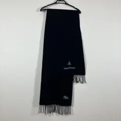 Vivienne Westwood ウールマフラー　黒　146cmx29cm