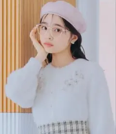 WILL SELECTION ビジュー付きラメ刺繍カーディガン