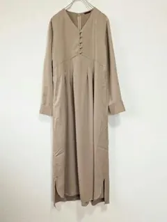 アーバンリサーチロッソ　タック　 長袖 ロングワンピース モカ　ベージュ　フリー