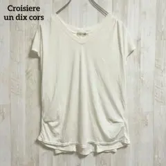 アンディコール 半袖ＶネックTシャツ フレンチスリーブ M 白ホワイト シンプルのサムネイル