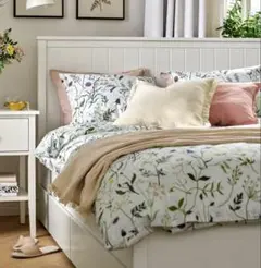 IKEA 2個セット 掛け布団カバー＆枕カバー 白 ホワイト ナットヤ