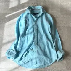 ラルフローレン 長袖シャツ コットン スカイブルー ポニー刺繍 ピンクのサムネイル