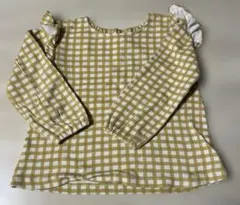 ユニクロチェック柄肩フリル長袖シャツ