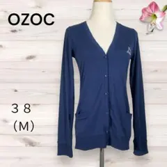 『OZOC』オゾック（３８・Ｍ）カーディガン 刺繍 ワールド ネイビー（紺色）のサムネイル