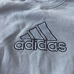 00s adidas グレー トレーナー スウェット3本ライン　刺繍　希少　古着