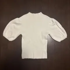 ホワイト ニットトップス 半袖