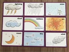 フラッシュカード　空にあるもの　9枚　可愛いデザイン　お子様にもOK