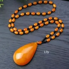 男女兼用✨ オレンジ ウォータードロップ 水滴 ペンダント ネックレス アジアン