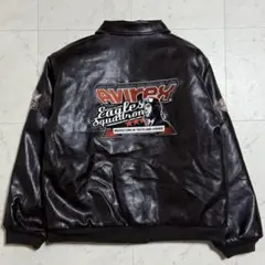 希少品 AVIREX PVCレザージャケット ワッペン 星条旗 XL