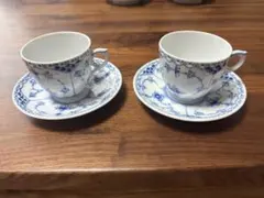 ブルーフルーテッド ハーフレース コーヒーカップ&ソーサー