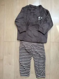 フリースパジャマセット 110cm ブラウン