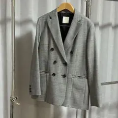 グレー系チェック ダブルブレスト テーラードジャケット