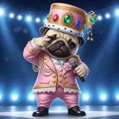 【280】ステッカー、缶バッジ、キーホルダー パグ KーPOPアイドル風