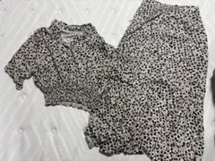 ドット柄 クロップドシャツ フレアスカート セットアップ M