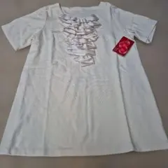 新品　アンドラブ　フリル装飾 半袖Tシャツ Mサイズ クリーム色