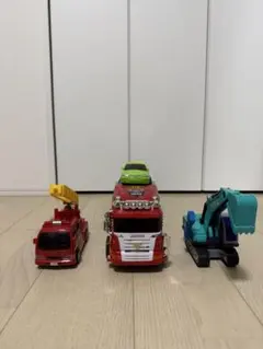 働く車 まとめ売り 消防車 光る コベルコ ショベル キャリアカーセット