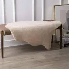 【未使用】Ashler フェイクファーラグ ベージュ 63cm×93cmのサムネイル