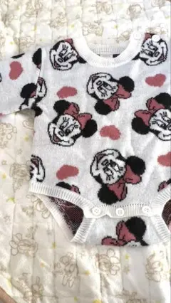 ミニーマウス ニットセーター ロンパース ホワイト 白 ミニーちゃん