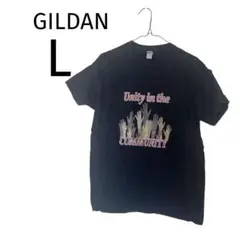海外古着 GILDAN 黒Tシャツ グラフィックプリント [L]