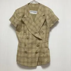 【erreuno】 半袖テーラードジャケット イタリア製 千鳥格子 サイズ38のサムネイル