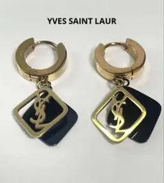 美品　イヴサンローラン YSL ハート ピアス　ヴィンテージ　グリーン org.jpg